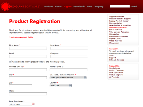 New Support Page