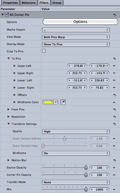 Corner Pin UI