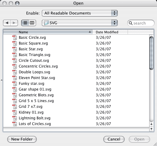 Open SVG Dialog